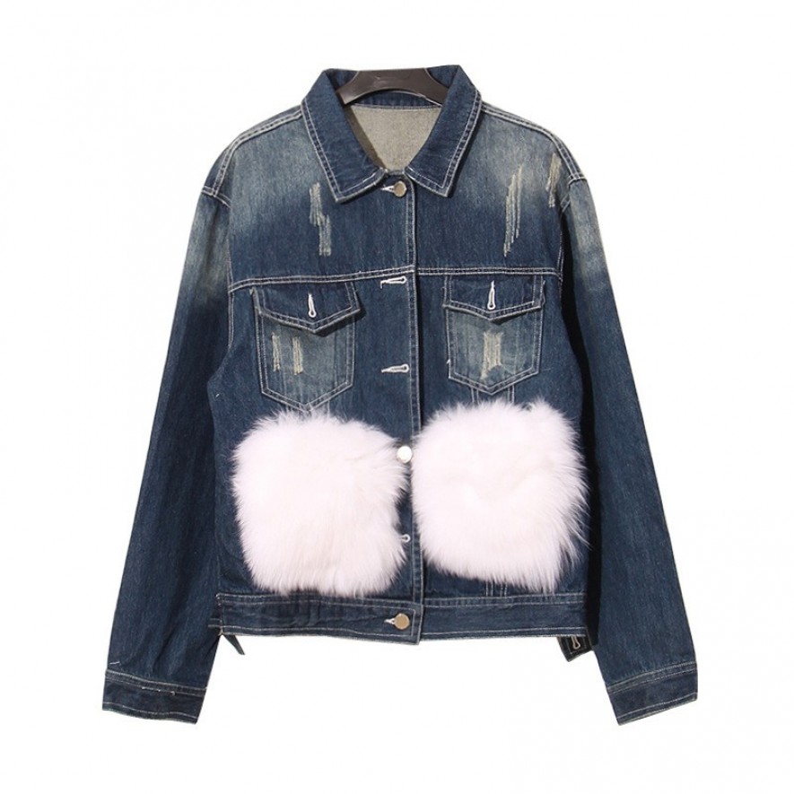 Jacheta - Denim & Fur - White